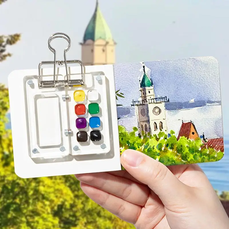 Watercolor Paint Palette Case Magnetic Acrylic Case Tray Travel Watercolor Tray Palette For Traveling Outdoor Home Offices Trip