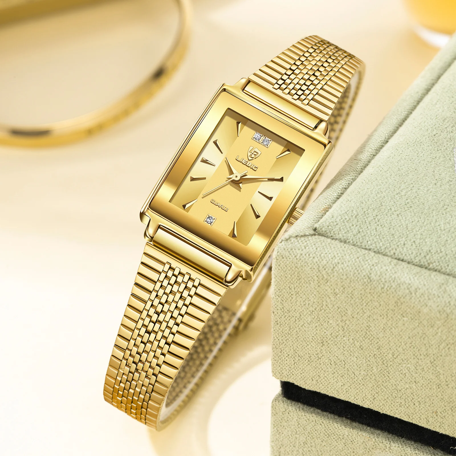 LIEBIG الفولاذ المقاوم للصدأ حزام الوقت ساعة أنيقة كوارتز ساعات المعصم بسيطة موضة ساعات أوتوماتيكية للنساء Relogio Feminino #3