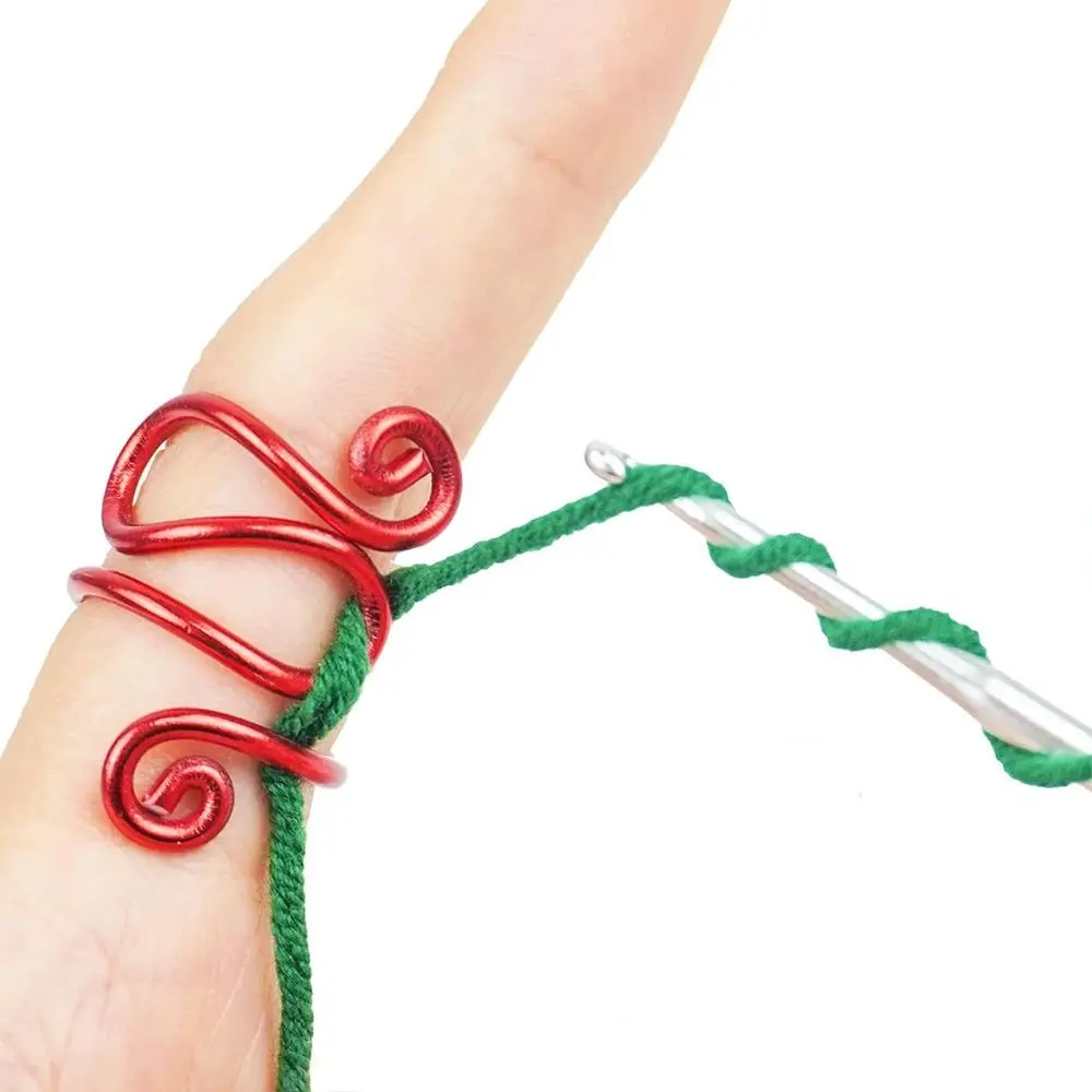 Sewing Accessories Adjustable Crochet Finger Ring Thimble Ring Finger Wear Adjustable Hook Ring Crafts DIY Guides Ring Finger