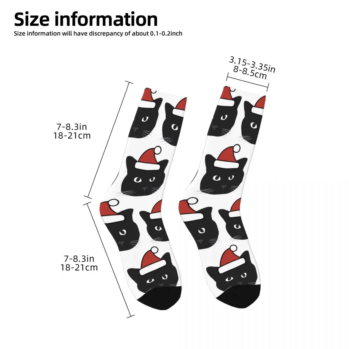 Calcetines largos de gato negro de Navidad, medias absorbentes de sudor Harajuku para todas las estaciones, accesorios para regalos Unisex