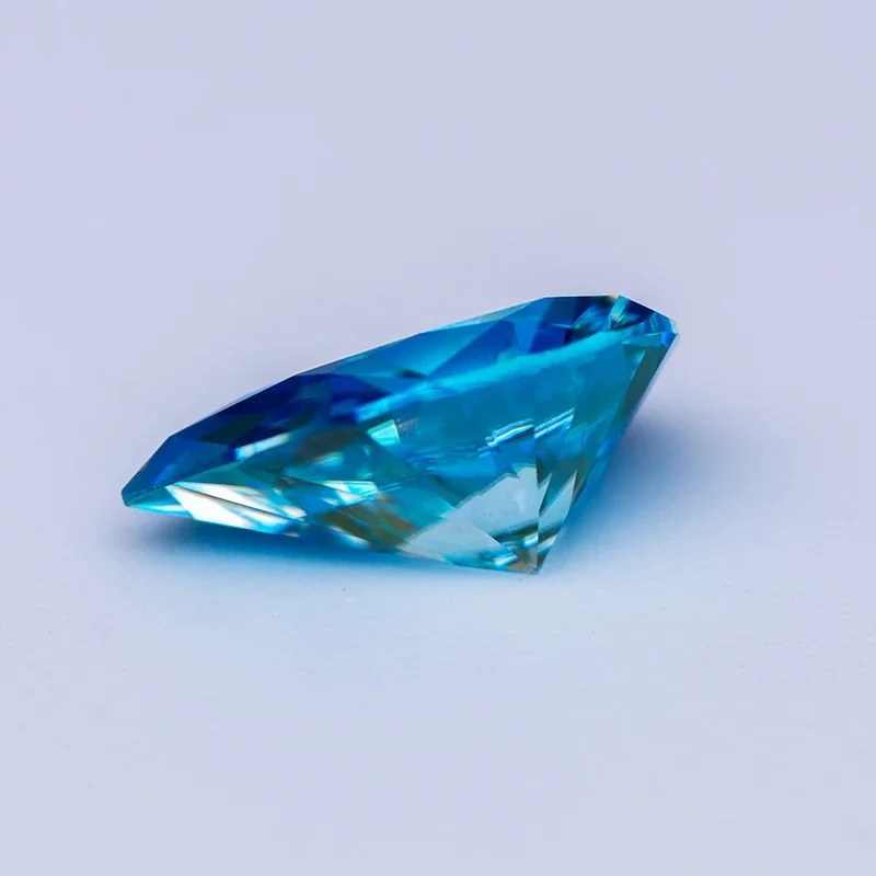 Moissanite Diamond Pear Cut Sea Blue Colour Lab Created Gemstone Advanced Jewelry Making Materials Comes With GRA Certificate