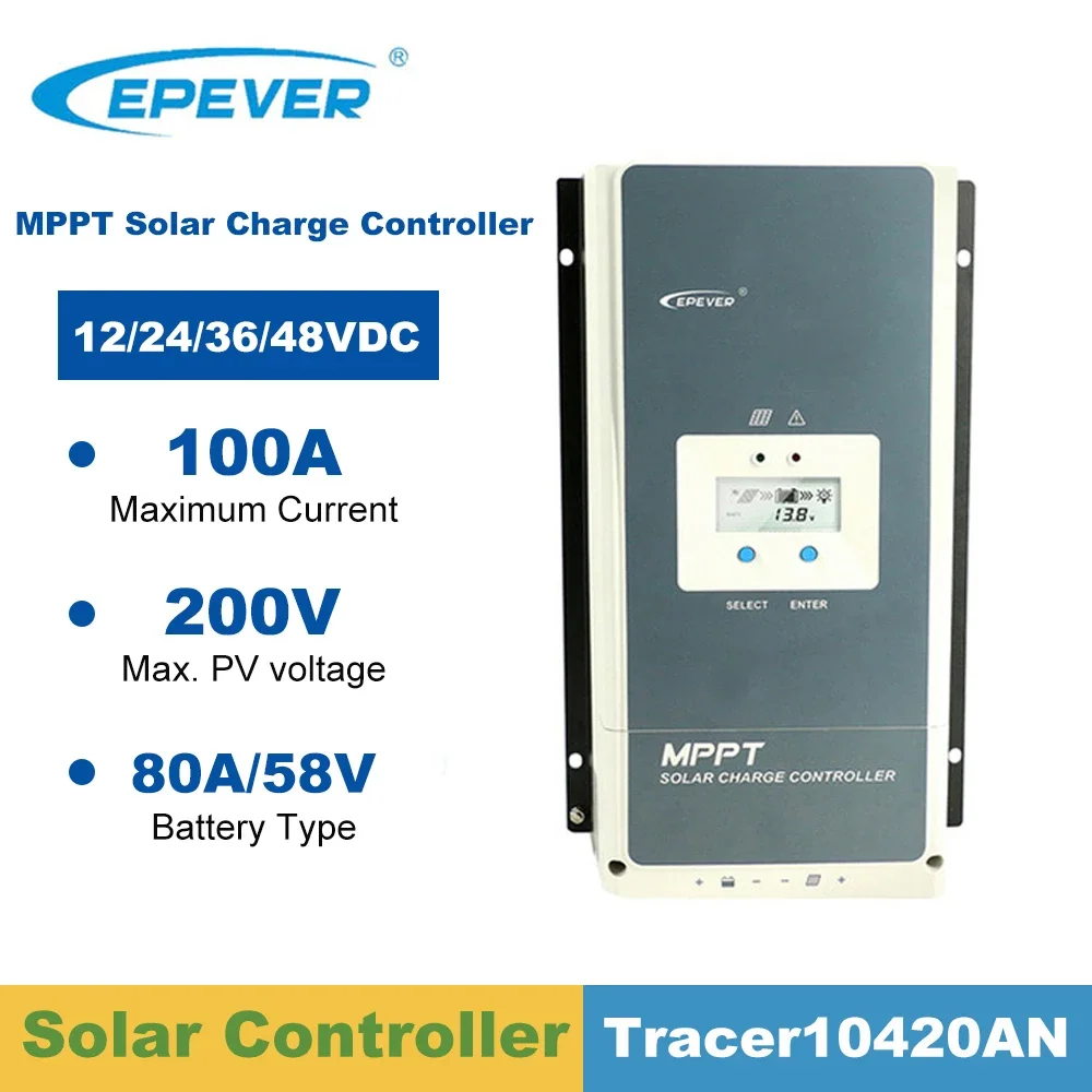 EPever EPsolar 100A MPPT Solar Charge Controller 12V 24V 36V 48V with Max 200V PV Input EPever MPPT Solar Charge Controller