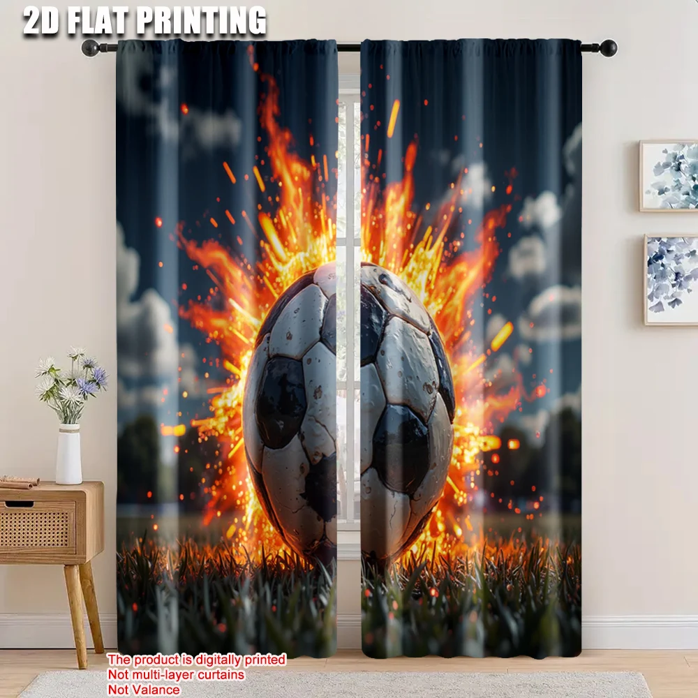 

2pcs, 2D flat printing Curtain football Durable Polyester,Without Electricity Wall Decor Applies to Classroom decoration