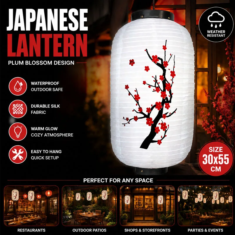 Wunderschöne Pflaumenblüten-Quastenlaterne, wasserdichte Seide, ideal für die Dekoration von Sushi-Bars, Outdoor-Partys und festlichen Abendessen.