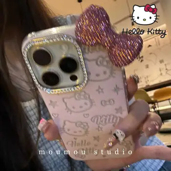 2025 Nový kreslený kryt na telefon Hellokitty s roztomilou mašlí vhodný pro iPhone 15 ProMax 16Pro Pouzdro na telefon pro dívky, vánoční dárek, horký prodej 8 nejlepší prodej Kryt na telefon Hello Kitty - №8