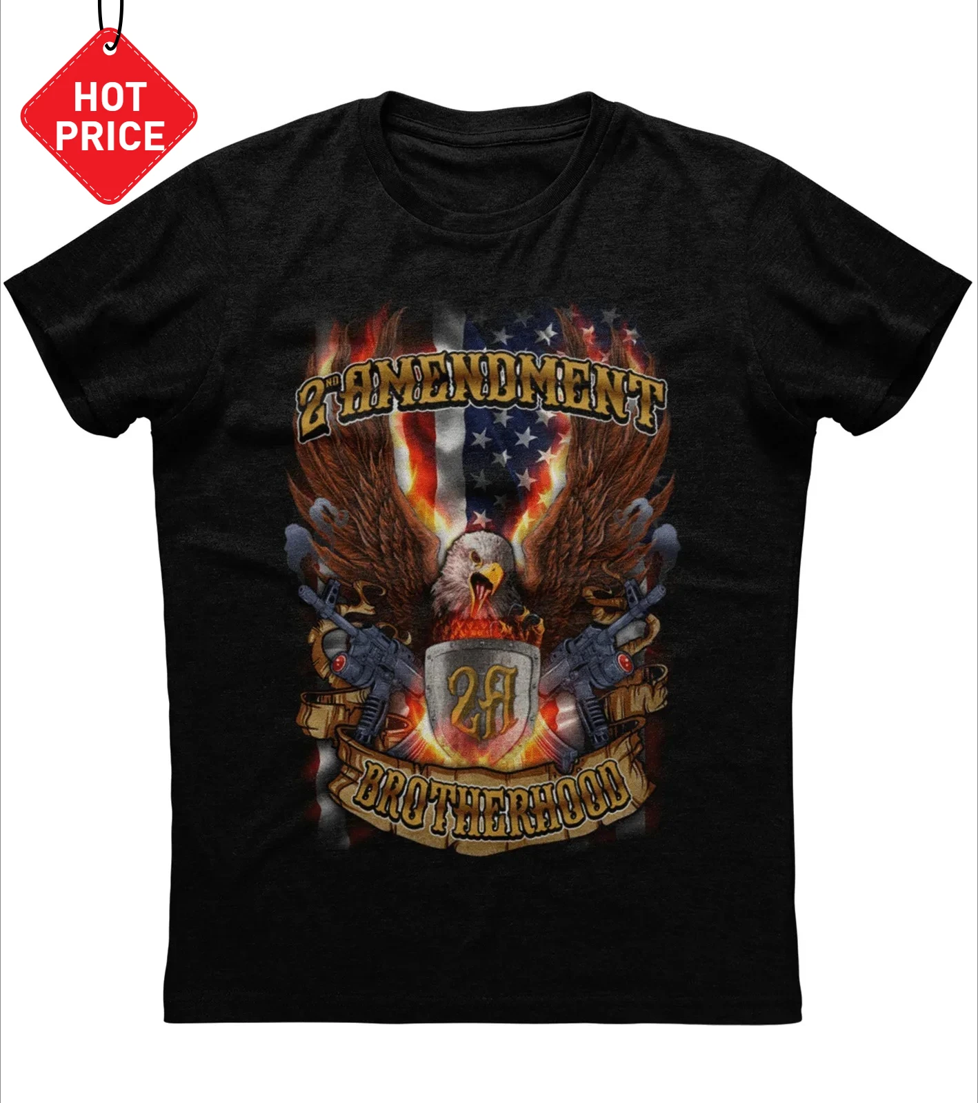 2nd Amendment Brotherhood Eagle American Flag Patriotic T-Shirt. Summer Cotton O-Neck Short Sleeve Mens T Shirt New S-3XL