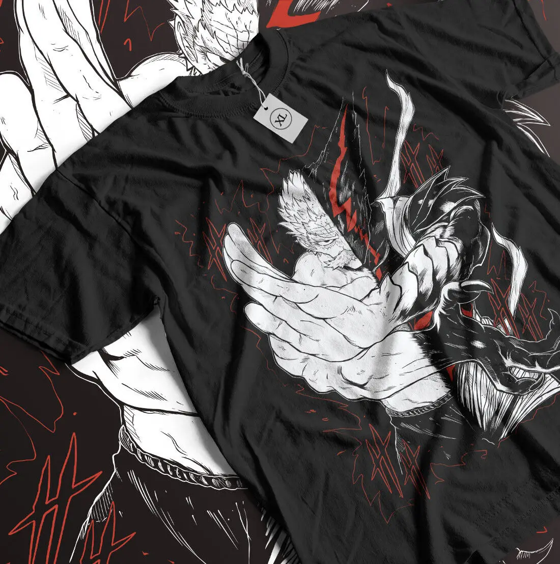 Garou T-shirt One Punch Shonen King Horror Anime Manga Gift black shirt All Size