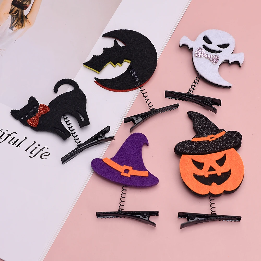 طقم مشابك شعر للهالوين للفتيات ، مشبك شعر ، تأثيري ، حفلات ، إكسسوارات شعر ، شبح ، ساحرة ، قبعة ، يقطين ، باريت ، طفل