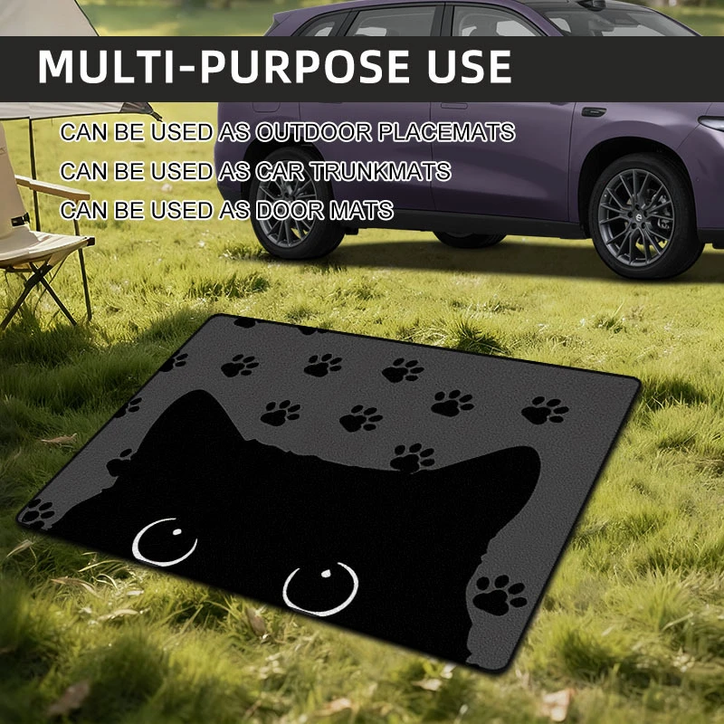 Black Cat Paw Print Trunk Mat—Cute, Cartoon-Style, Durable, Non-Slip Trunk Protector, Universal Fit Decorative Mat