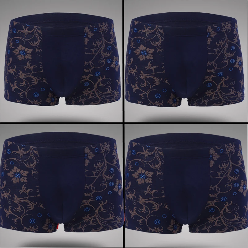 4Pcs/lot Men Underwear Boxer Shorts Trunks Slacks Men Cueca Boxer Shorts Underwear Printed Men Shorts Home Underpants Plus Size