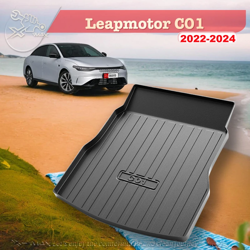 For Leapmotor C01 2022-2024 Custom Fit Car Trunk Mat All Season Black Cargo Mat 3D Shaped Laser Measured Trunk Liners