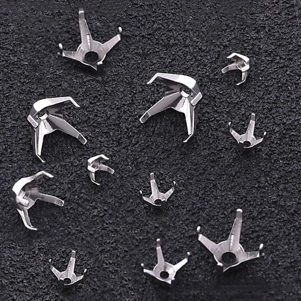 10pcs Stainless Steel Round Blank Claw Setting Base Clasps Charms for Jewelry Making Tools Rhinestone Crystal Beads DIY Pendant