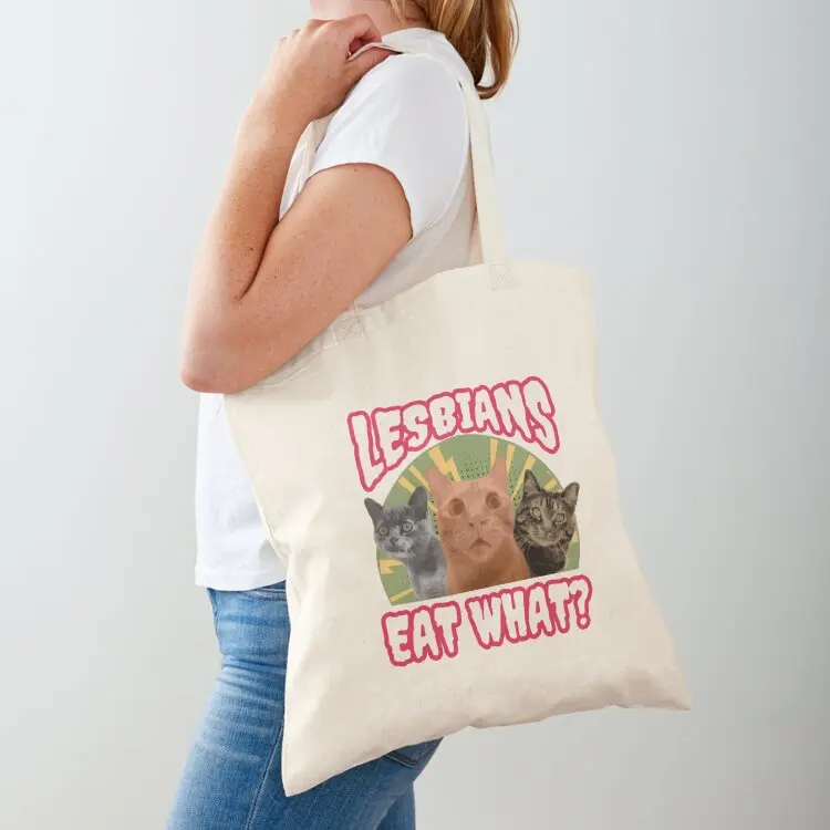 

LGBT Lesbian Eat What Cat Vintage Pride Month Queer Tote Bag Women's bags tote bag university handbag Reusable bags