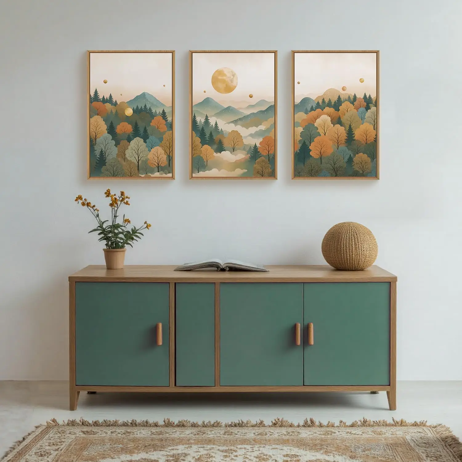 

3pcs/Set Abstract Landscape Mountain Canvas Sunrise Forest Pine Wall Decoration Art Printing Living Room Bedroom Home Decoration