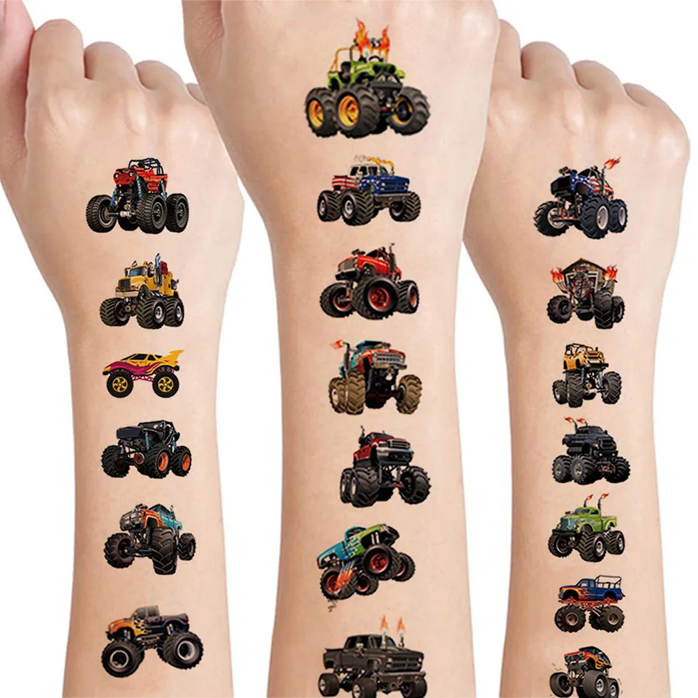 10 Sheets Monster Truck Temporary Tattoos Boys Girls Teens Party Game Gifts Cool Car Tattoo Monster Truck Party Favors Supplies