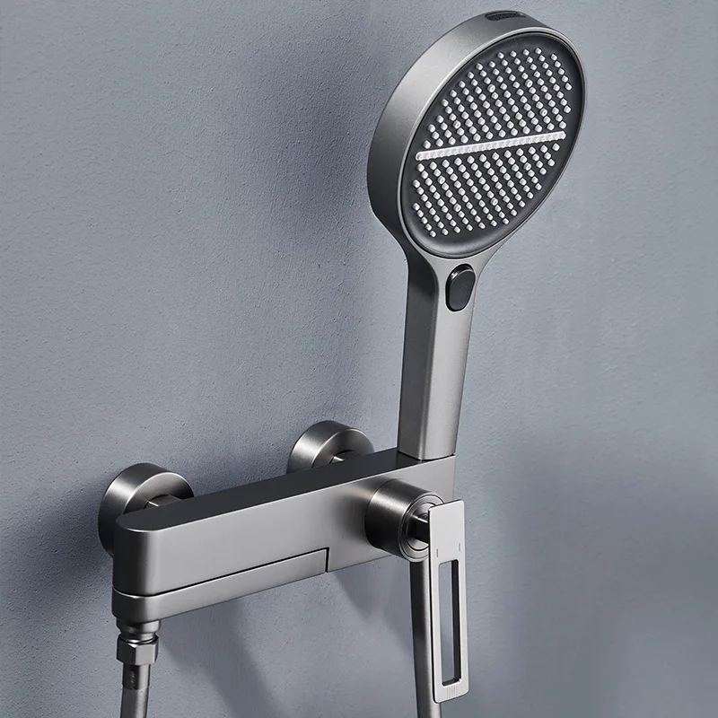 

Bathtub Faucet Set with Hand Shower Wall Mounted Bathroom Tub Faucet Sets Contemporary Bath Tub Faucet with Handheld Shower Gray