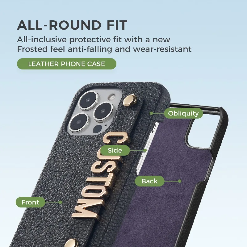 아이폰15 14 13 12 프로 맥스 15 14 플러스 13 12 미니 통기성 폰 케이스용 PU 가죽 맞춤형 개인 맞춤 문자 이름