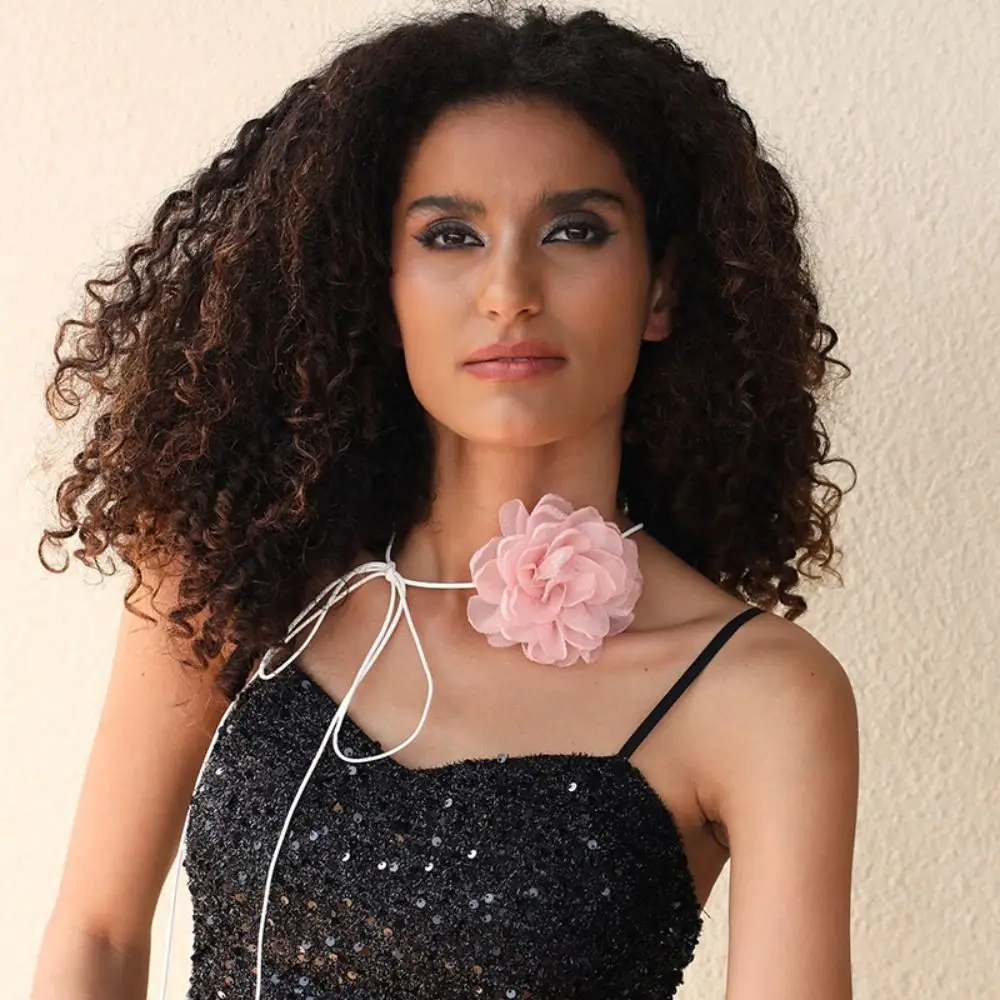 Collier ras du cou avec grande fleur pour femme, longue UL, collier de mariage réglable, accessoires de cou romantiques, mode