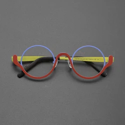 Ultralight titanium round frames Men's and women's luxury brand personalized optical frames formula prescription glasses