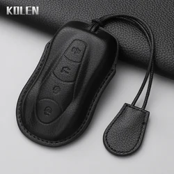 Leather Car Key Case Cover Shell For Geely Azkarra Tugella FY11 2019 2020 Atlas Pro New Emgrand GS X6 SUV EC7 Protected Fob Bag