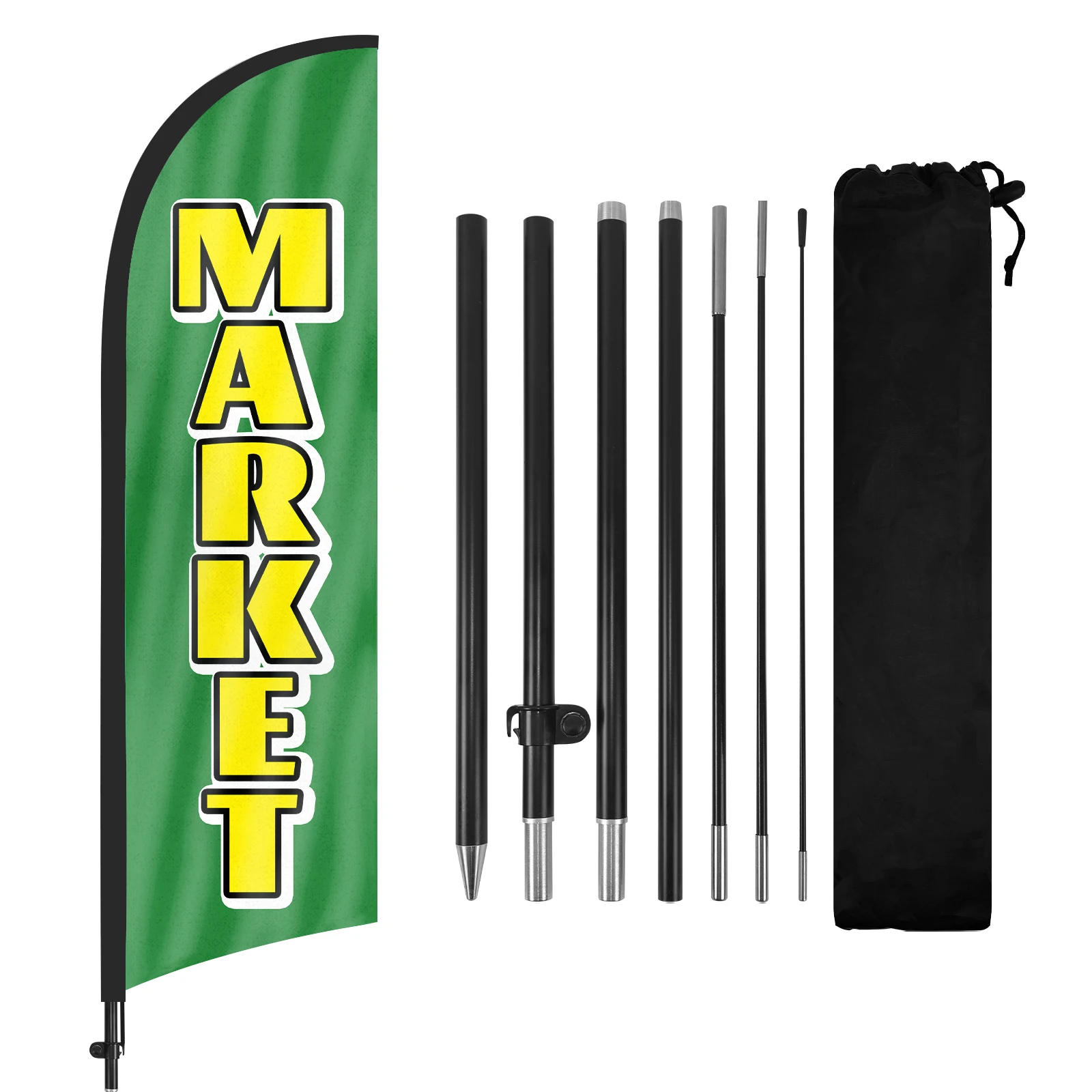 FSFLAG 1PCS 280CM The Market1 Feather Flag with Flagpole Advertising Outdoor Banner Decoration for Businesse and Storefront