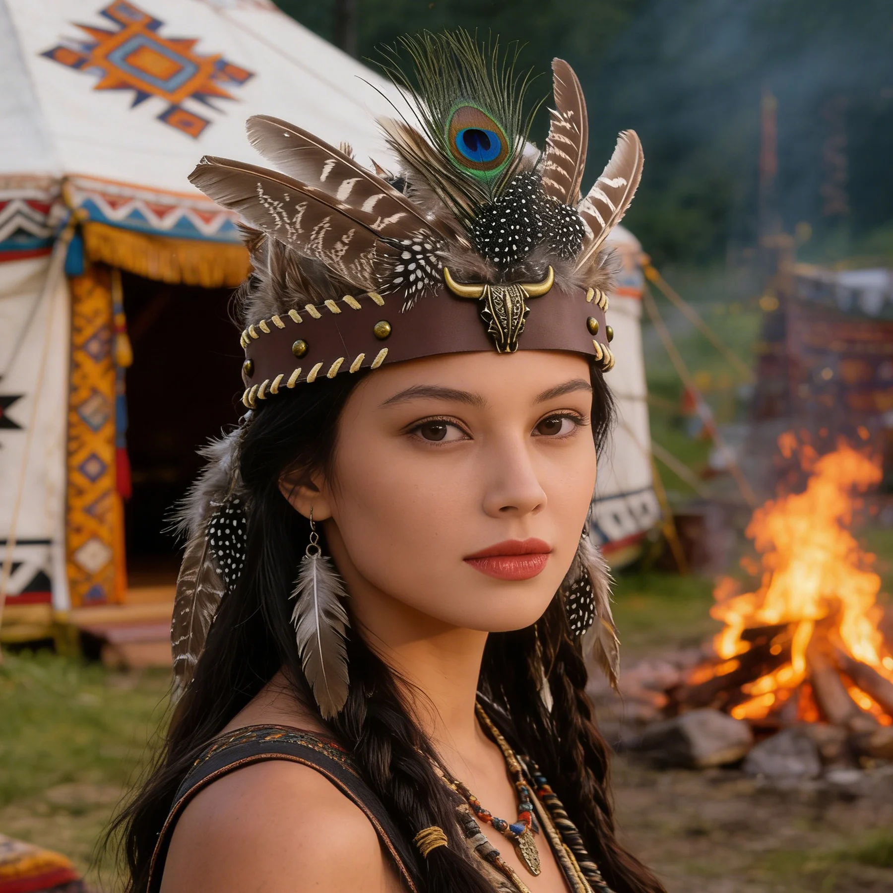 

Bohemian Ethnic Turquoise Beads Hair Accessories Hair Band Vintage Party Leather Headpiece Feather Headband Jewelry Accessory