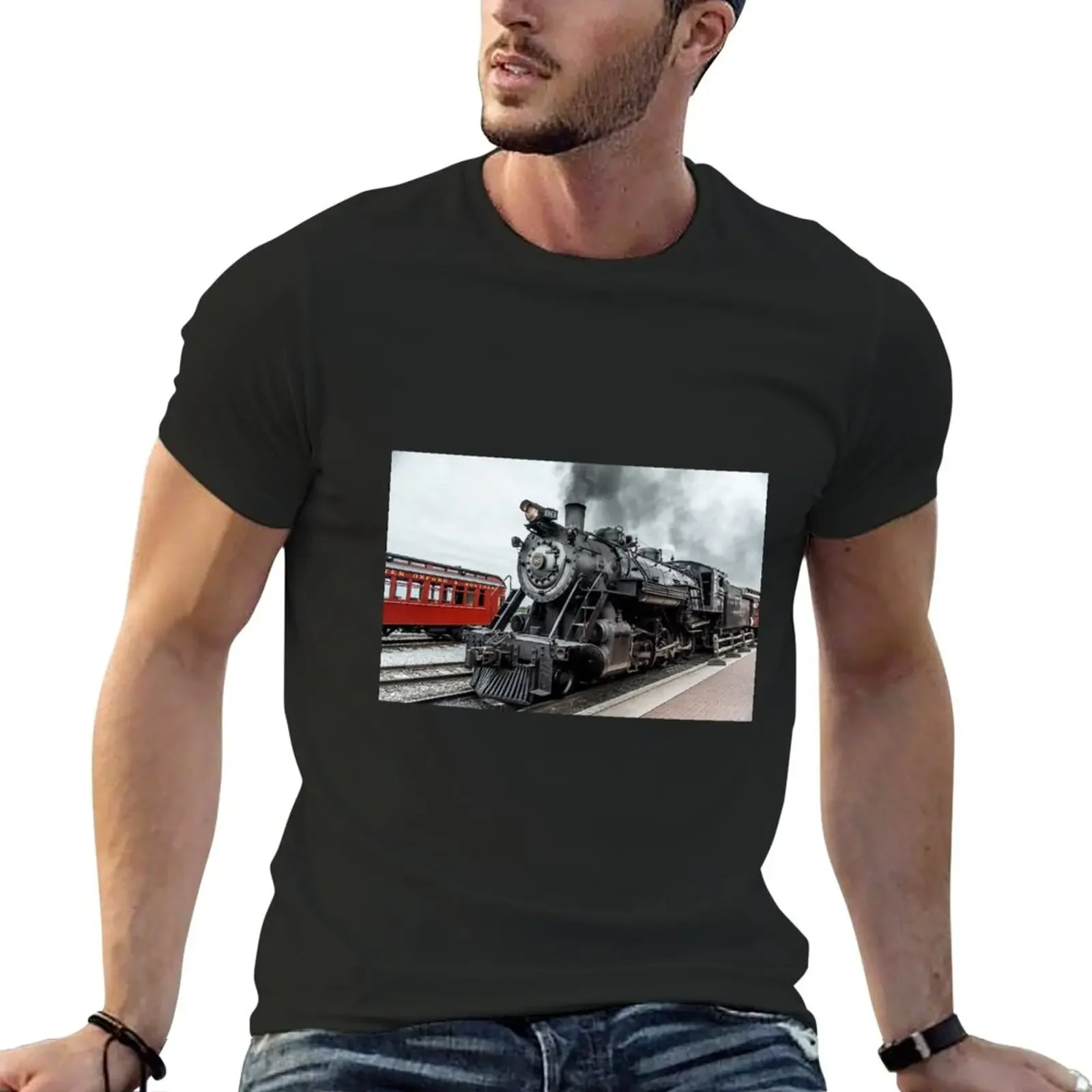 Strasburg Locomotive T-Shirt summer clothes 100% cotton Aesthetic clothing t shirts for men graphic Male fashion Hot Sale