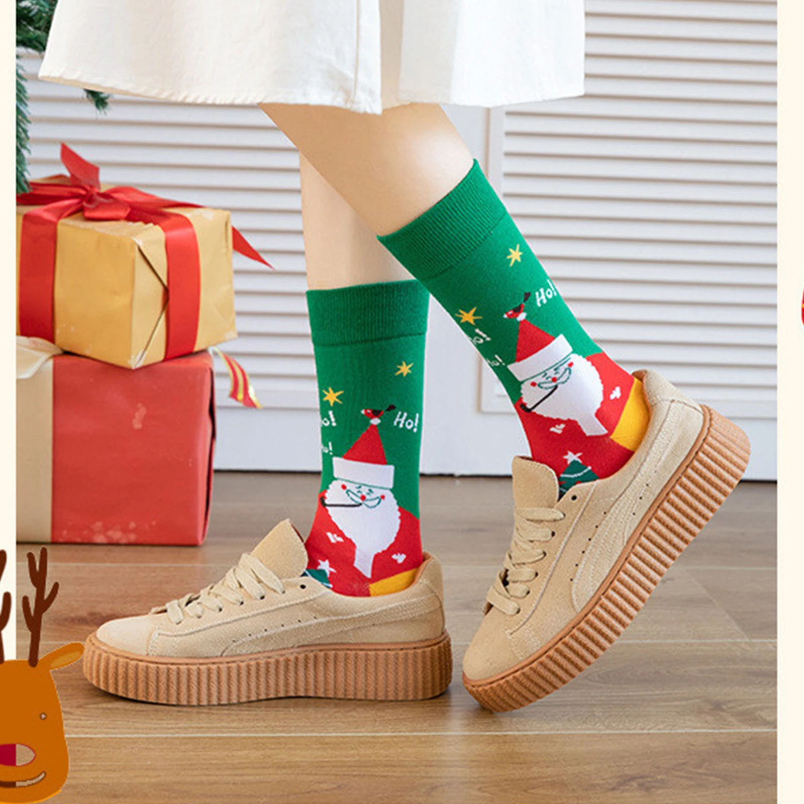 5 أزواج من جوارب عيد الميلاد، جوارب عطلة ملونة ممتعة، مجموعة جورب مريحة مبتكرة للنساء والرجال، هدايا عيد الميلاد المضحكة #4