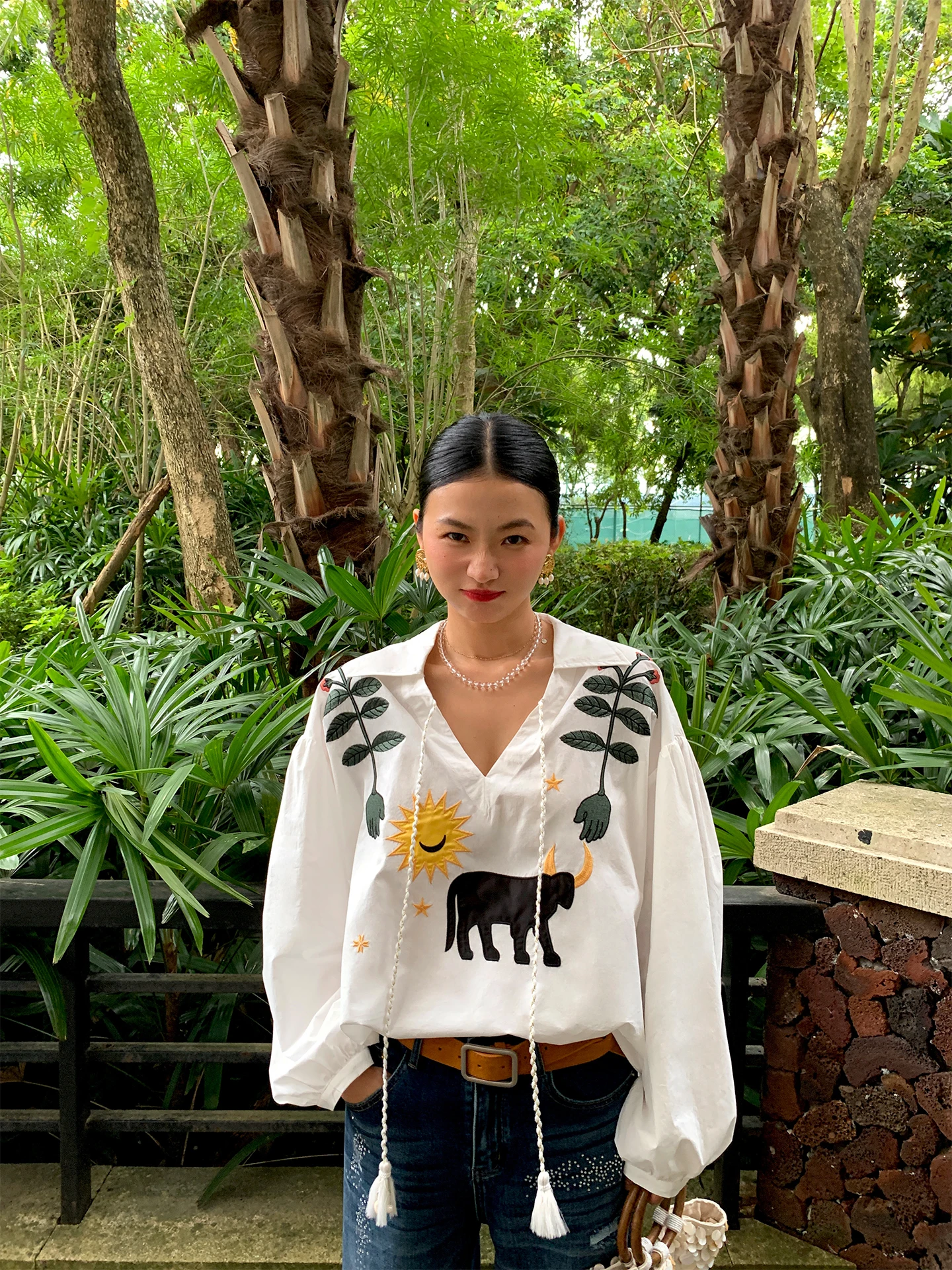 Début de l'automne femmes ample pur coton Long Sve v-ne irt 2025 nouvelle version coréenne Sle tissu mince respirant touristique...