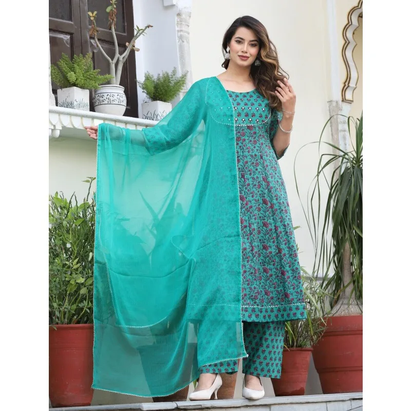 Salwar Kameez Pakistani Indian Wedding Wear Cotton Fabric Printed Anarkali Dress