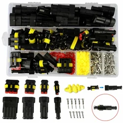 408Pcs 33Set Waterproof 1/2/3/4 Pin Car Auto Electrical Wire Connector Plug Set  Waterproof Connector Crimp Terminals