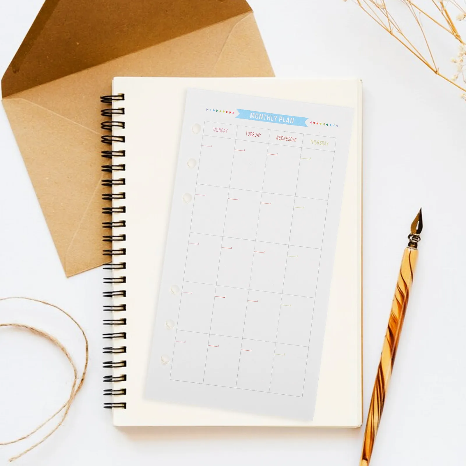 40Sheets A6 Size 6-Ring Binder Refill Paper Heavy Duty Grid Lines Compatible with Spiral Traveler Notebook for Journaling