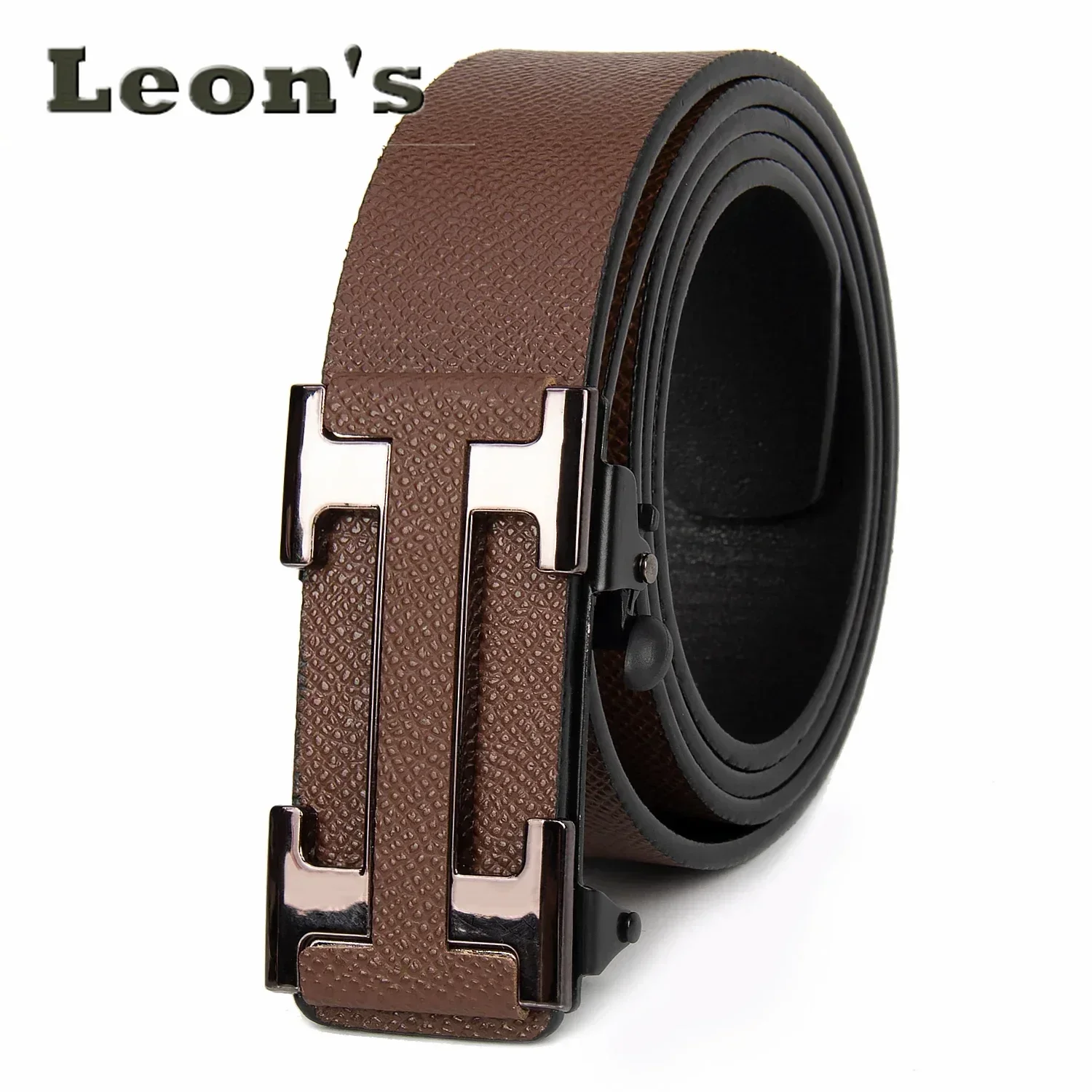 Men Business Belts Famous Brand Durable Leather Belt Dark Color Gift Light Luxury Style Fashion Accessory for Office Wear