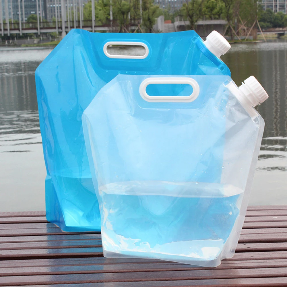 5L Folding Water Bag High Capacity Outdoor Water Bag Canister PE Tasteless Safety Seal Lightweight Drinking Water Storage Bag