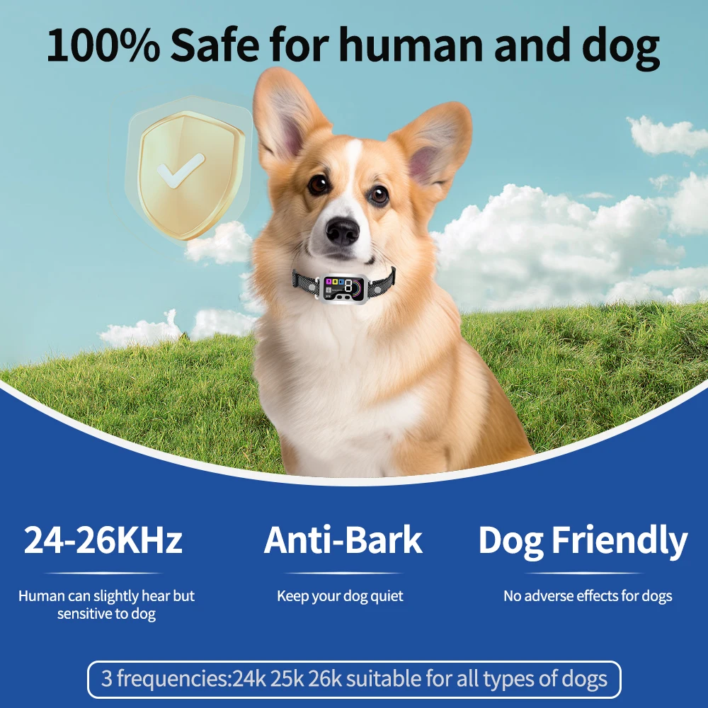 1PCS Dog Bark Collar Rechargeable Smart Barking Collar Anti Bark Training Collar Adjustable Sensitivity Beep Vibration Shock