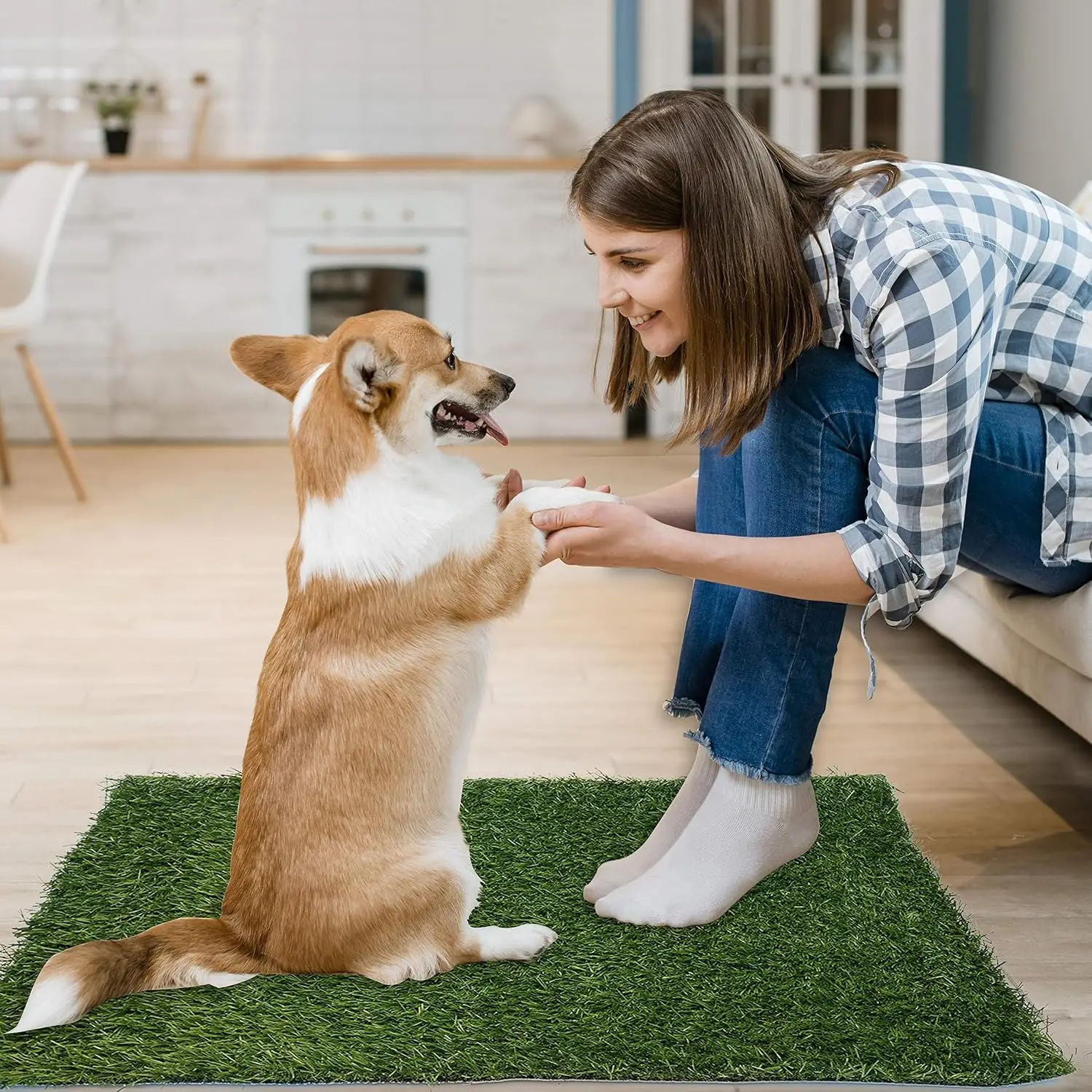 Waschbare Hundematte für den Haushalt, wiederverwendbare Kunstgrasmatte für Haustiertraining, geruchskontrollierende, leicht zu reinigende Urinmatte für rutschfesten Gebrauch. – Detail 6