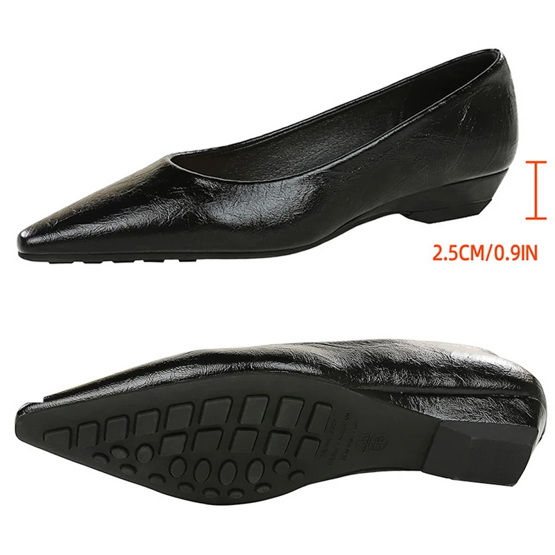 BIGTREE Shoes Low Heeled Women's Shoes Wedge Heels Pointed Tip Ladies Shoes Commuting Professional Women Shoes 5 Color Low Heels