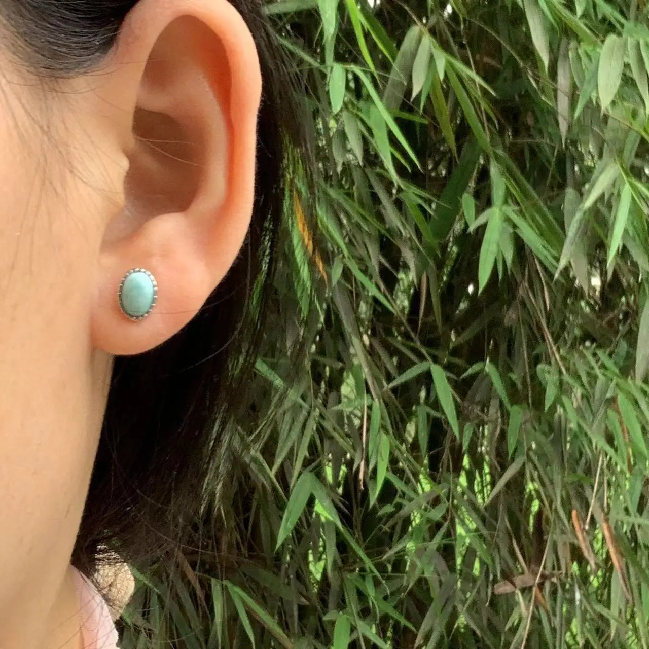 Natural Larimar 925 Sterling Silver Stud Earrings for women Jewelry Gift blue Prevent allergy gem jewelry Genuine stone