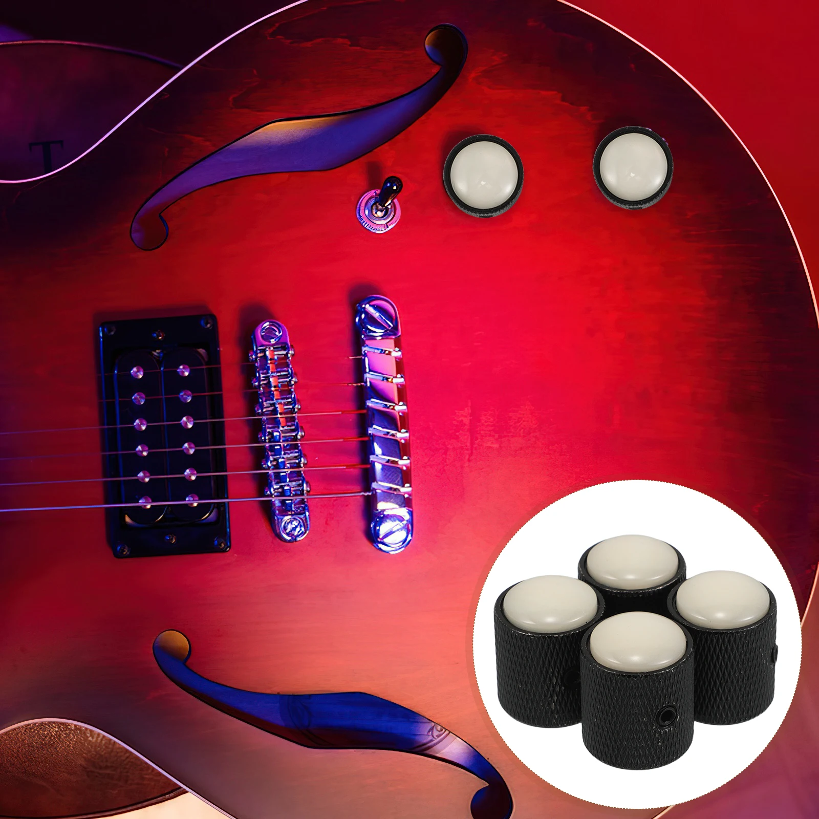 

4Pcs Electric Guitar Volume Tone Knobs Metal Dome Design Elegant White Finish Versatile Usage Longlasting Durability