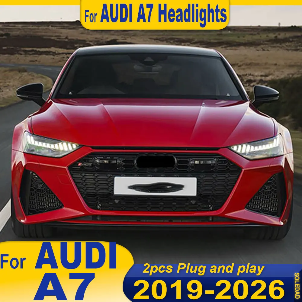 Car LED Headlights For Audi A7 2019 2020 2021 2022 2023 2024 2025 Modified Front LED DRL Headlamp Plug And Play Car Accessories