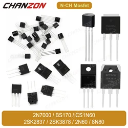 10/100PCS/Lots Original N Channel Mosfet Transistor 2N7000 BS170 CS1N60 2SK2837 2SK3878 2N60 8N80 TO-92 TO-3P TO-251 TO-220F