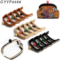 2/5/10PCS 21x12cm Wooden Metal Screws DIY Kiss Clasp Purse Frames For Inside Obag Handbag Shoulder Solid Wood Handle Accessories