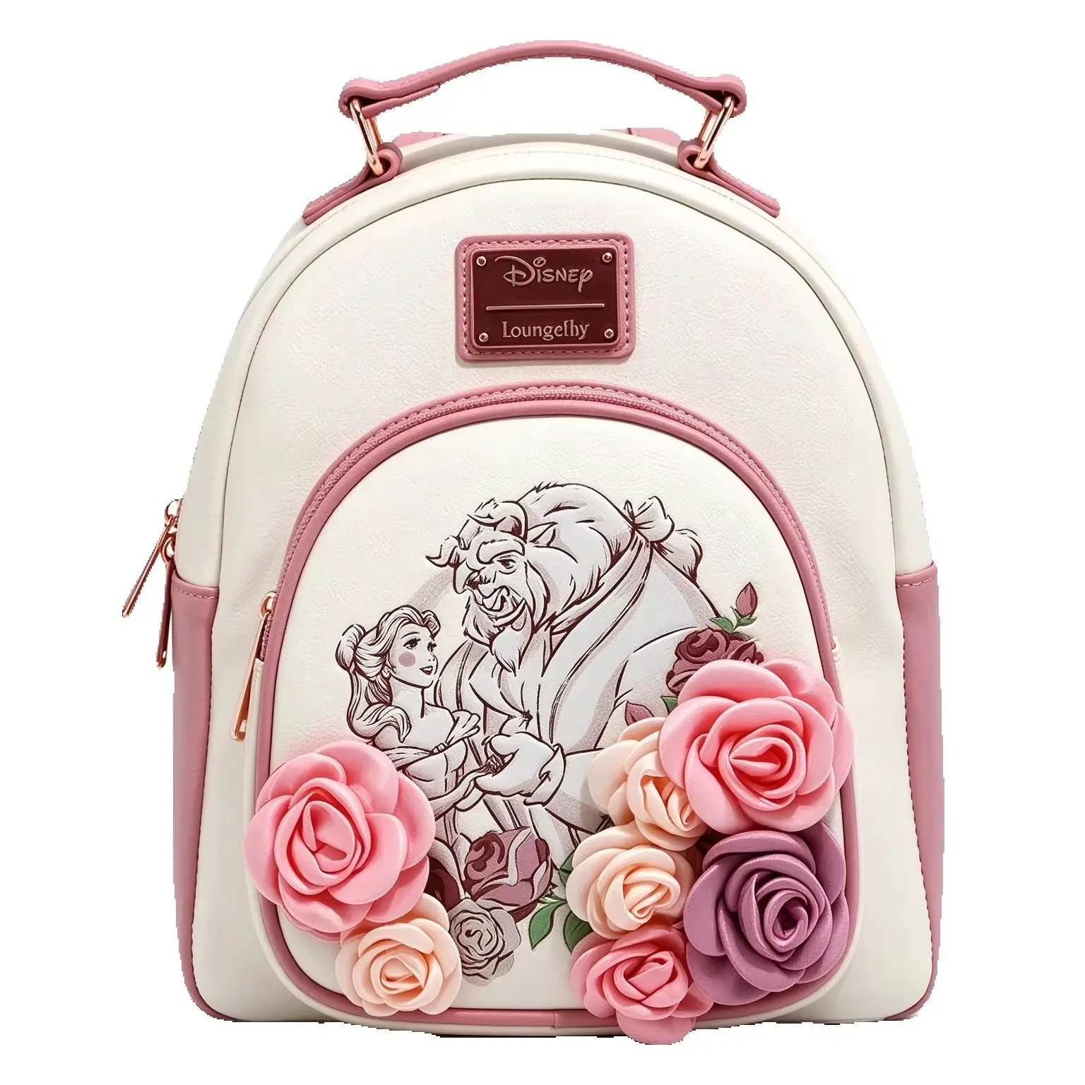 Loungefly Beauty The Beast Floral Sketch New Mini Backpack Shoulder Bag Travel Bag Student Backpack Birthday Gift