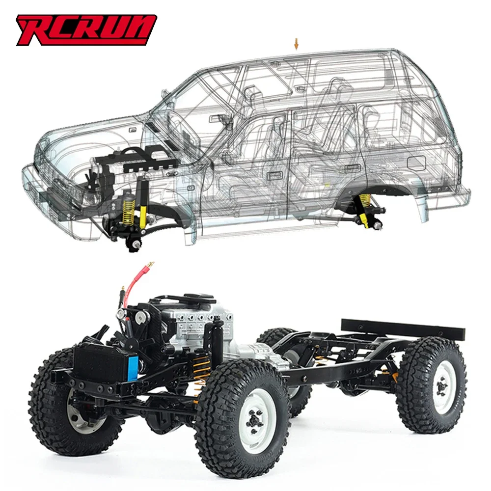 RCRUN Ultra Realism Scale LC80 Metal Chassis Frame Builders Kit Adjustable Wheelbase for 1/10 RC Crawler Off-Road Truck Model