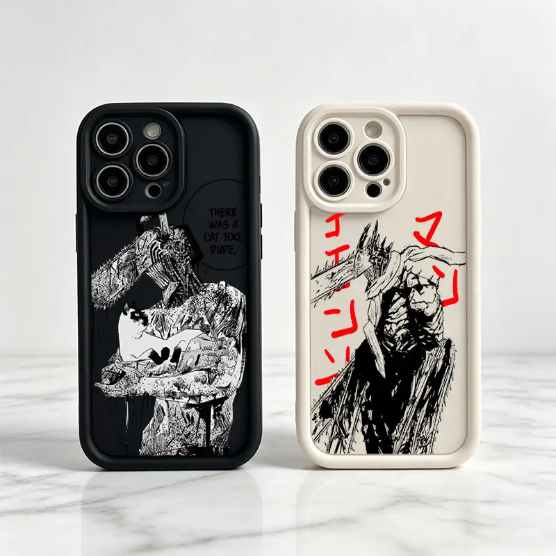 Funda de Silicona Antigolpes con Diseño de Anime Chainsaw Man para iPhone 17 Air 16E 15 14 Plus 13 12 Mini 11 Pro Max