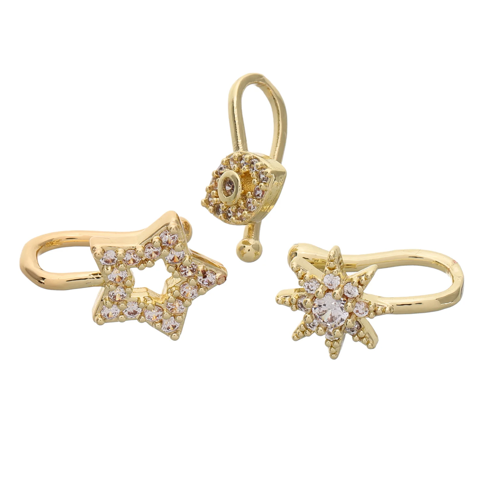 

3pcs Star Studs Non Piercing Copper Fake Nose Ring Fashion Jewelry Body Piercing Accessories Trendy Star Nose Rings Metal