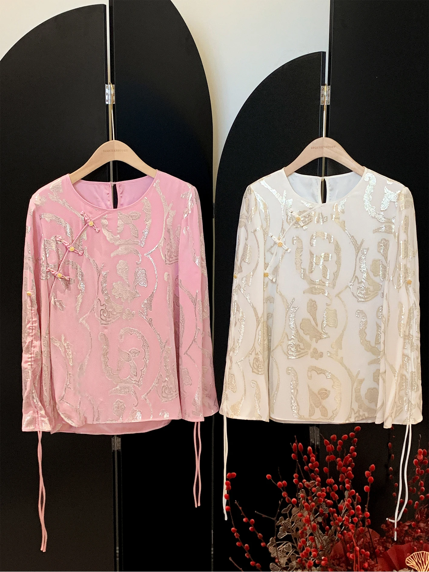 

Новый китайский круглый топ Ne Color с золотой вышивкой для похудения, лунный свет Lanlan, традиционная верхняя одежда в национальном тренде