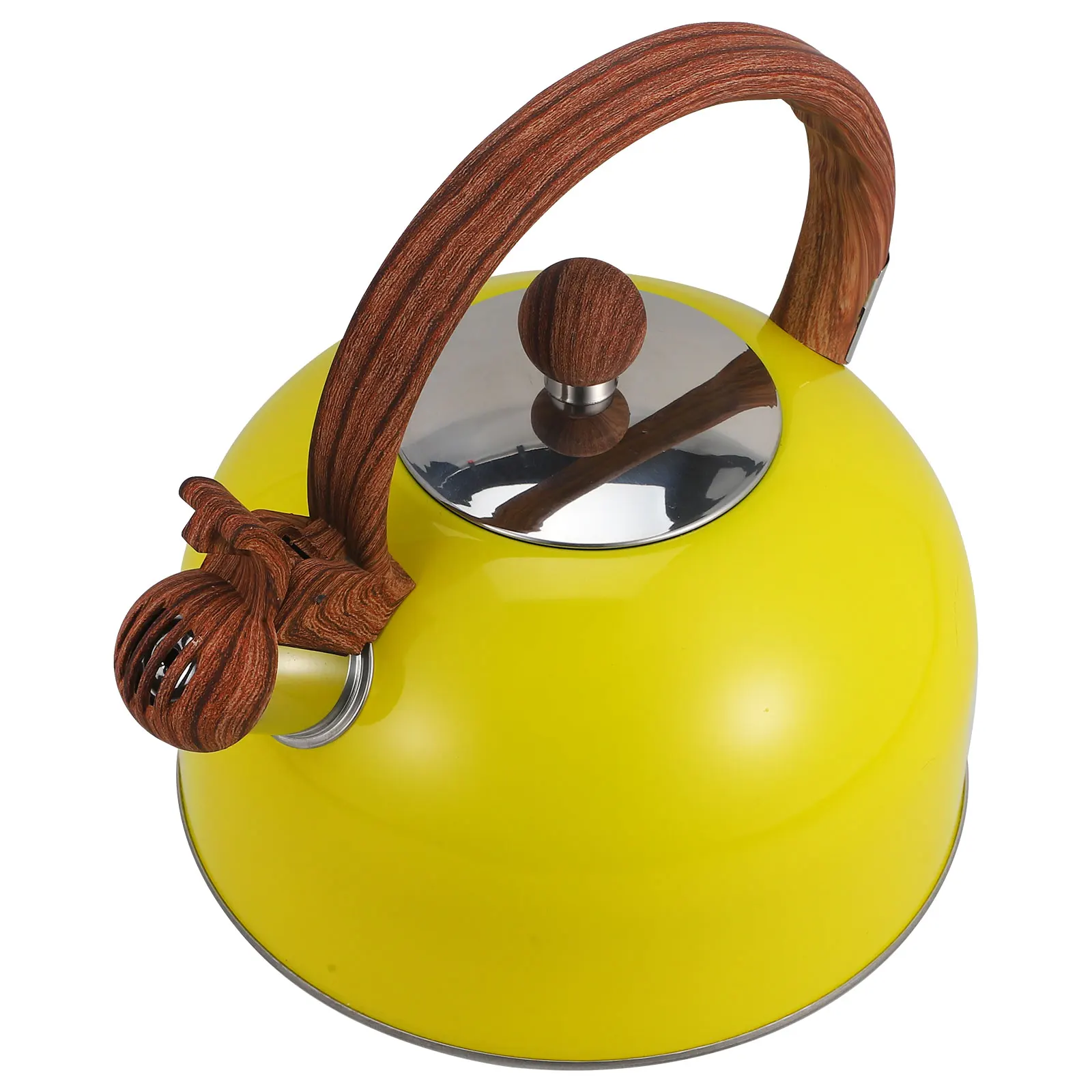

Whistling Water Kettle Stainless Steel Wood Handle Comfortable Grip Loud Sound Household Portable Teakettle