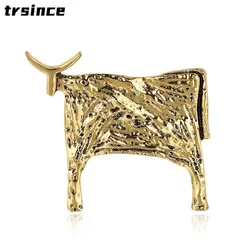 Vintage Gold Color Silver Color Enamel Bullfight Brooch Cow for Women Unisex Animal Party Brooches Pin Gift Jewelry Accessories