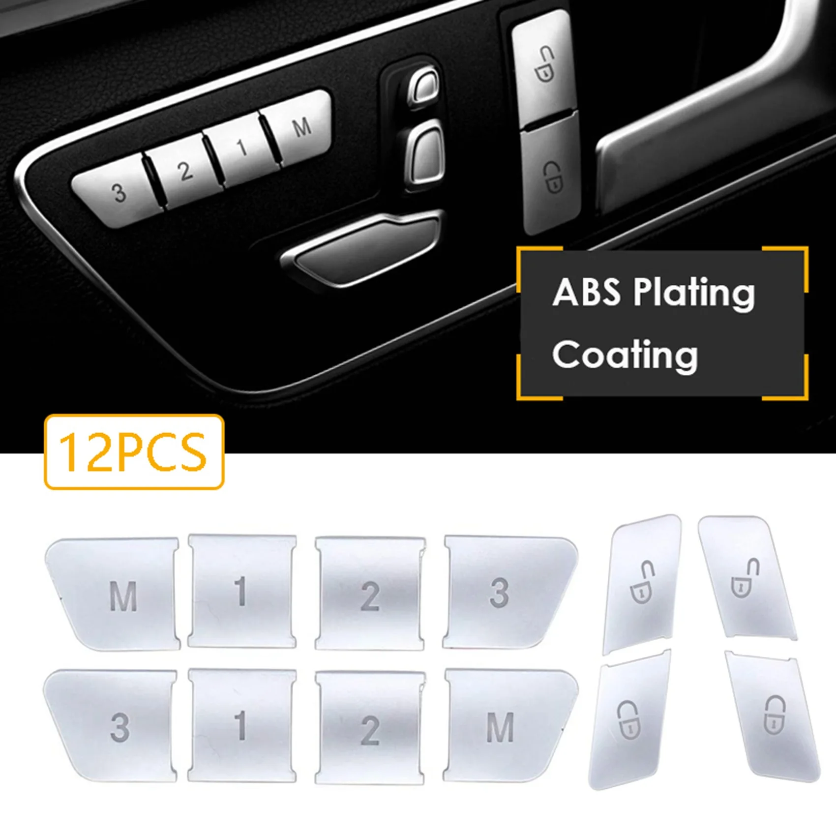 Classy-48Pcs Car Door Seat Memory Lock Buttons Covers Stickers For Mercedes Benz CLA/GLA/GLK/GLE/CLS/GL/ML/A/B/E